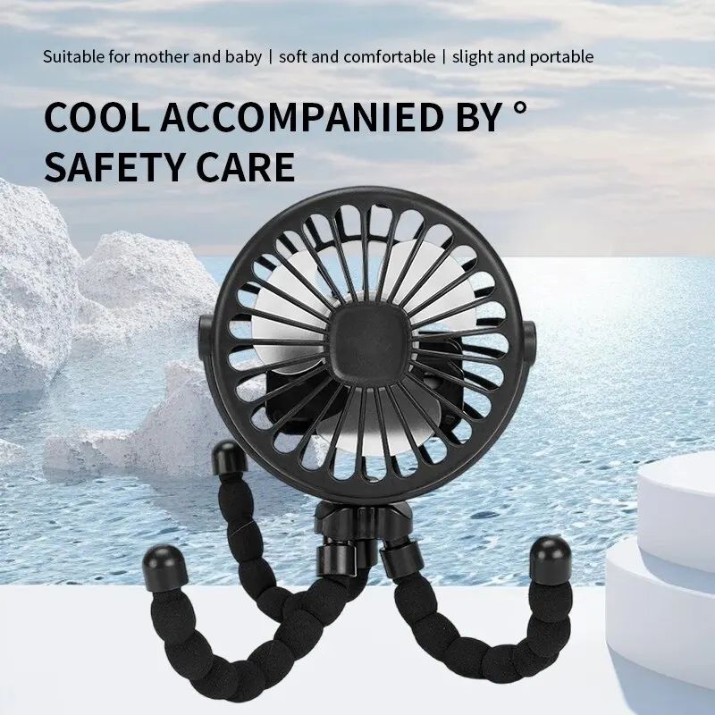FlexiCool Octopus Stroller Fan Portable USB Mini Fan With Phone Holder Flexible Tripod Grip 0