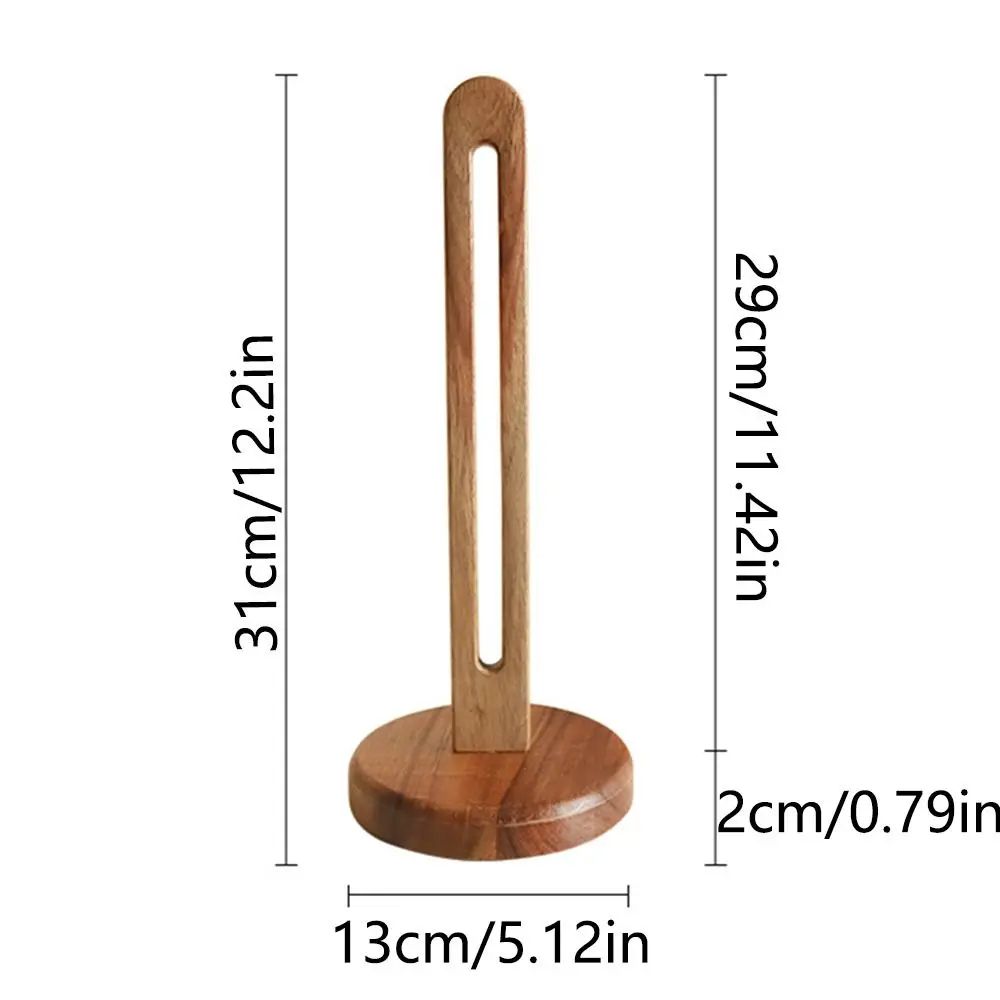 WoodElegance FreeStanding Tissue Holder Solid Wood NonSlip Paper Roll Napkin Organizer Rack 5