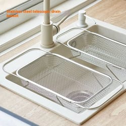 flexidrain stainless steel expandable sink basket – retractable vegetable washer & dish drying rack