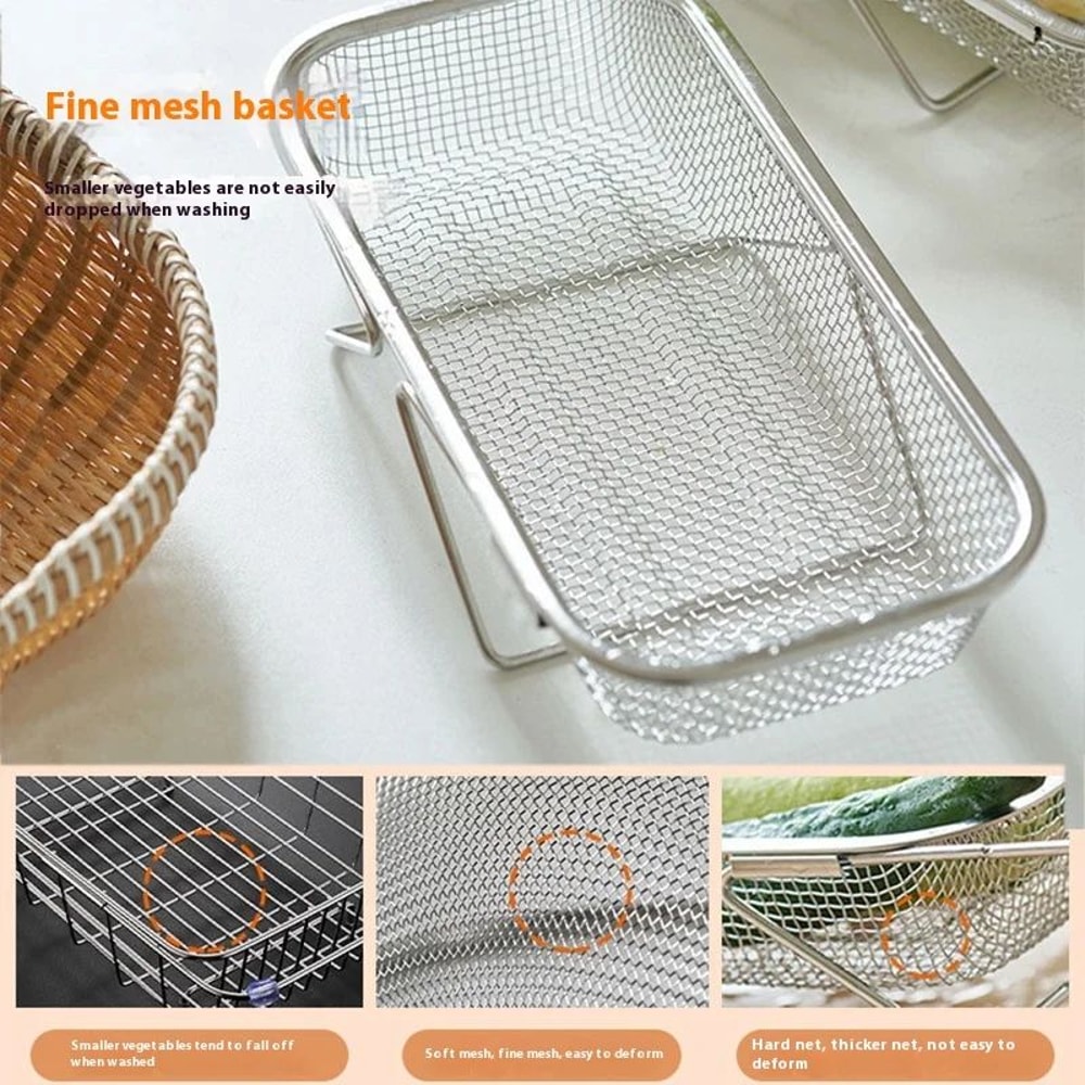 FlexiDrain Stainless Steel Expandable Sink Basket Retractable Vegetable Washer Dish Drying Rack 1