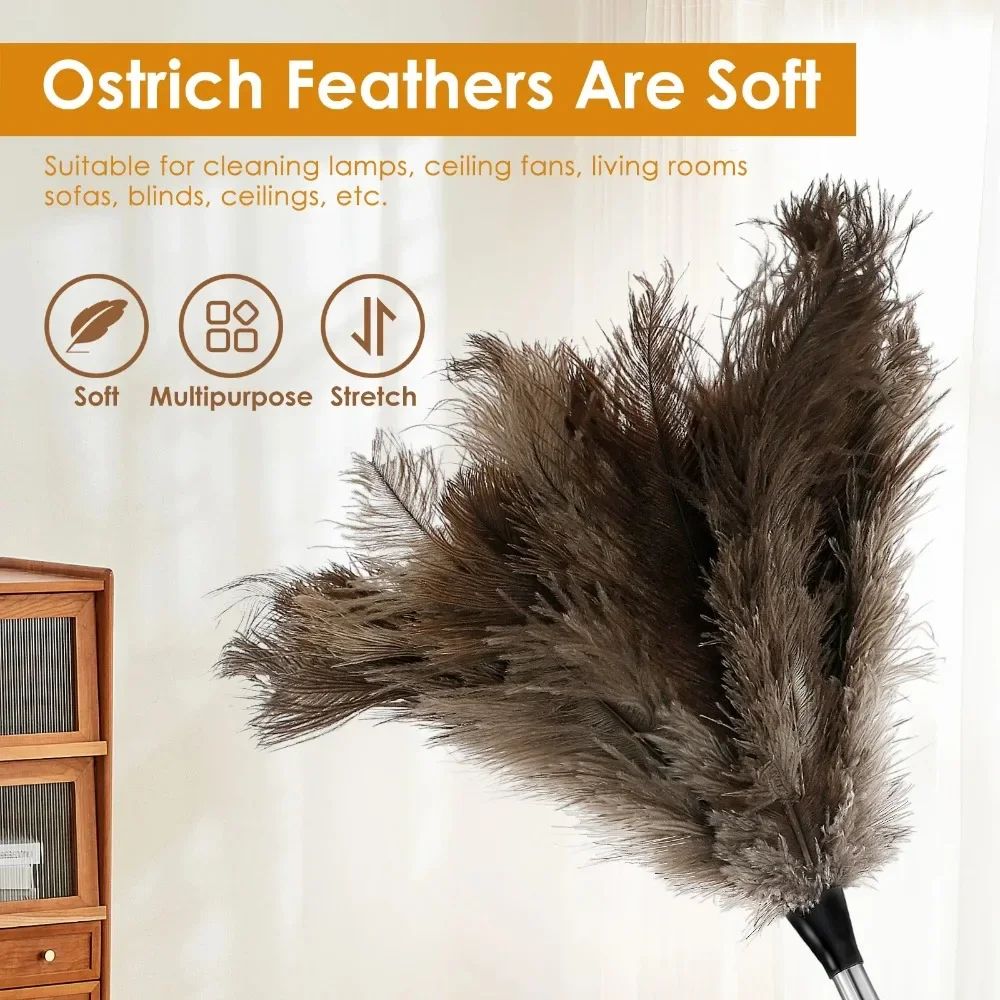 ExtendaClean Ostrich Feather Duster Telescopic AntiStatic Long Handle Dust Cleaner For High Ceilin 2