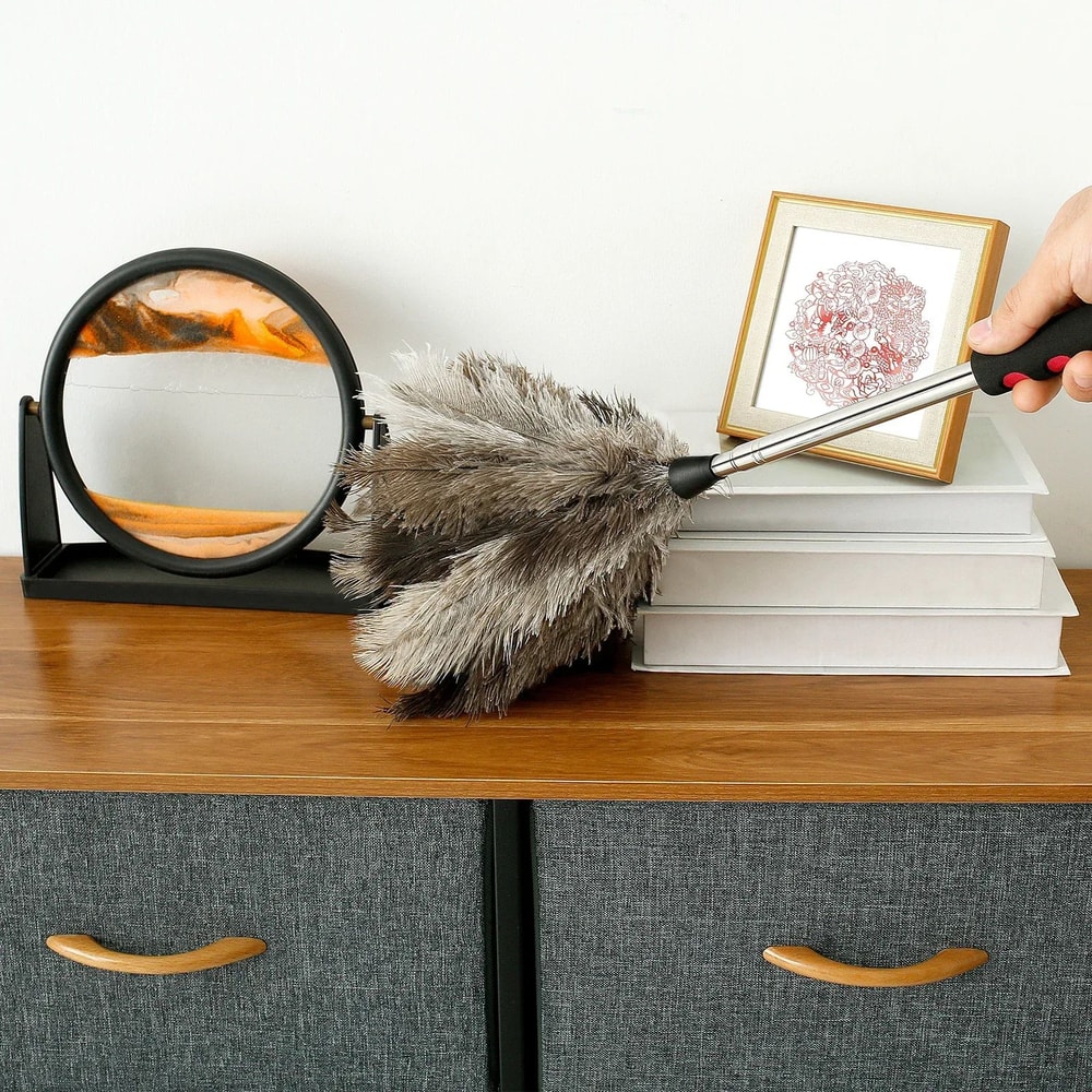 ExtendaClean Ostrich Feather Duster Telescopic AntiStatic Long Handle Dust Cleaner For High Ceilin 4