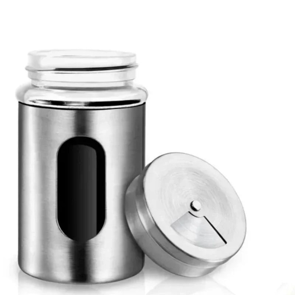 SpiceSpin Stainless Steel Seasoning Shaker Set Rotating Salt Pepper Spice Storage Jars For Kitche 2
