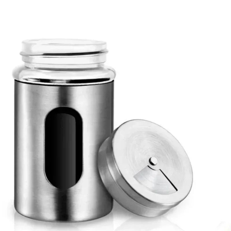 SpiceSpin Stainless Steel Seasoning Shaker Set Rotating Salt Pepper Spice Storage Jars For Kitche 2