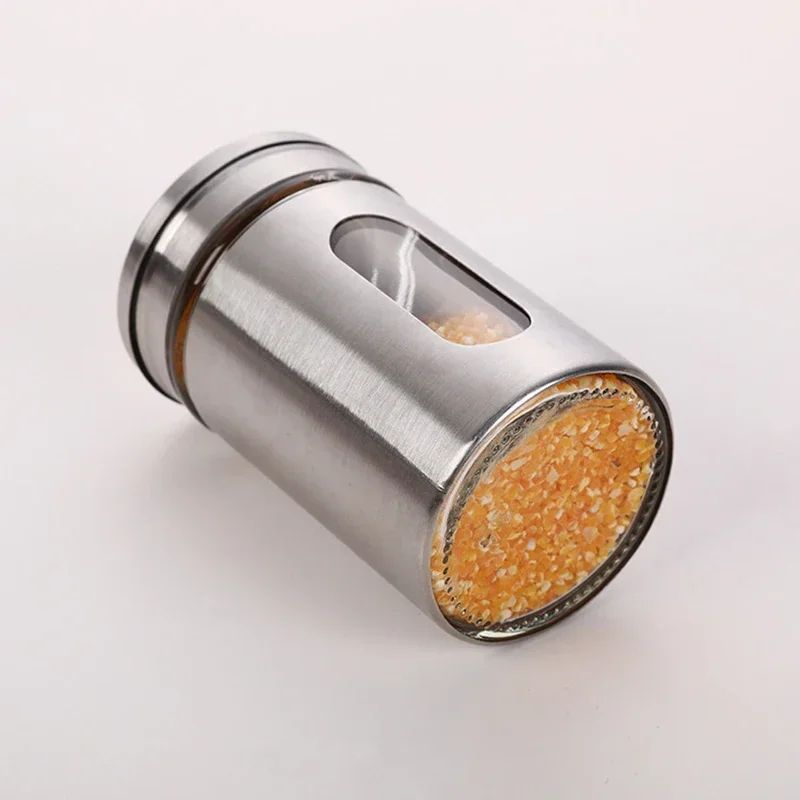 SpiceSpin Stainless Steel Seasoning Shaker Set Rotating Salt Pepper Spice Storage Jars For Kitche 3