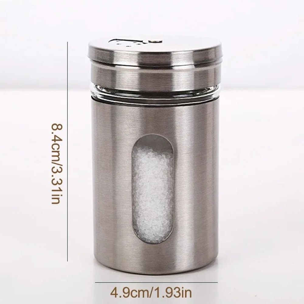 SpiceSpin Stainless Steel Seasoning Shaker Set Rotating Salt Pepper Spice Storage Jars For Kitche 5