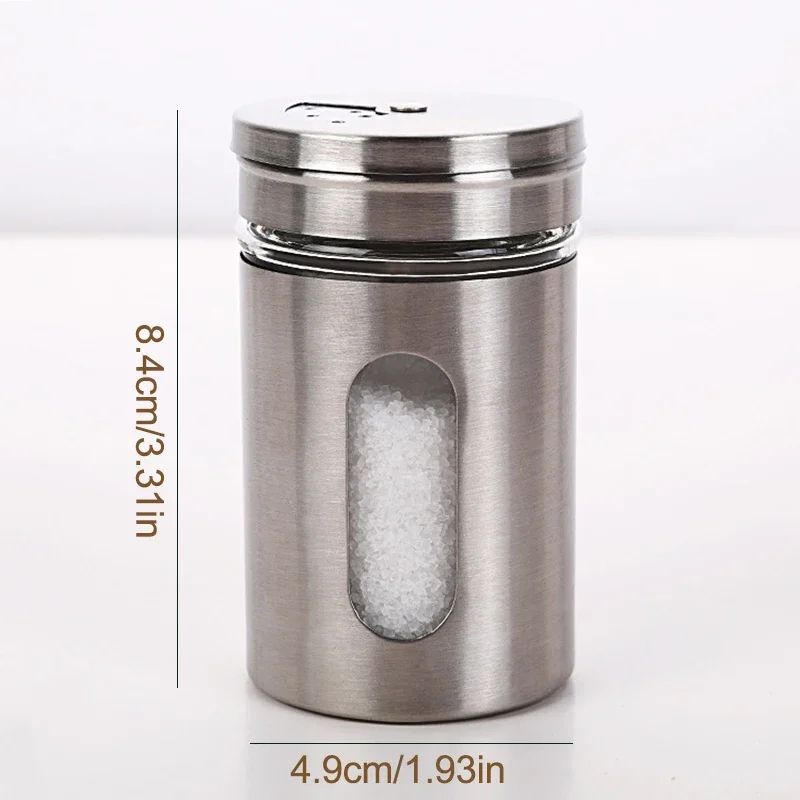 SpiceSpin Stainless Steel Seasoning Shaker Set Rotating Salt Pepper Spice Storage Jars For Kitche 5