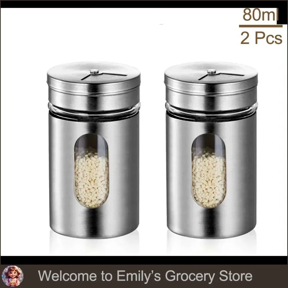 SpiceSpin Stainless Steel Seasoning Shaker Set Rotating Salt Pepper Spice Storage Jars For Kitche 7