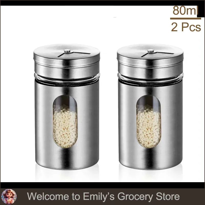 SpiceSpin Stainless Steel Seasoning Shaker Set Rotating Salt Pepper Spice Storage Jars For Kitche 7