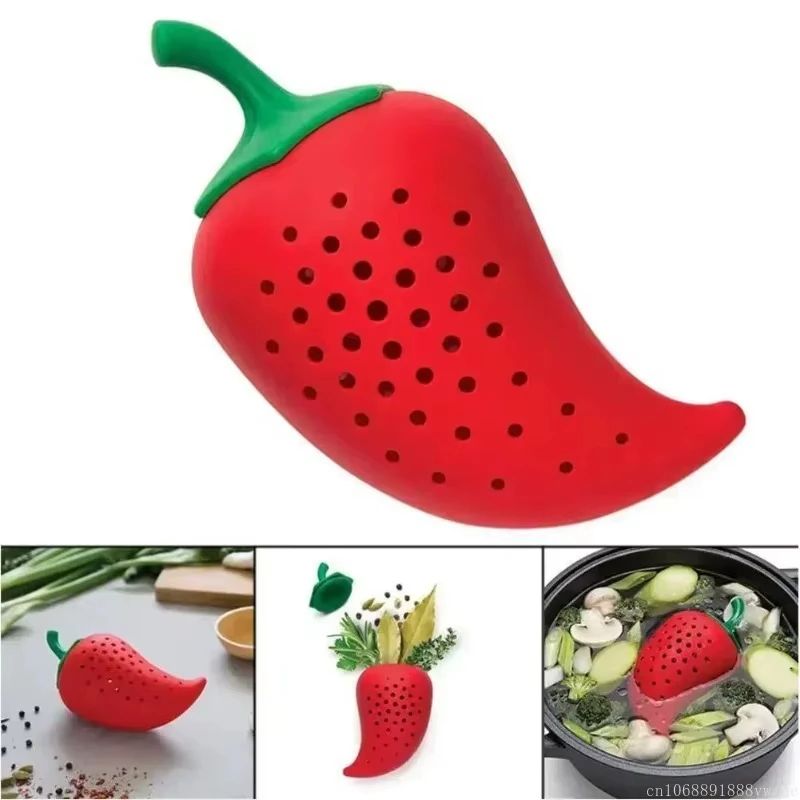 SpicePod Chili Silicone Infuser Creative Herb Seasoning Filter For Soup Stew Cooking 2