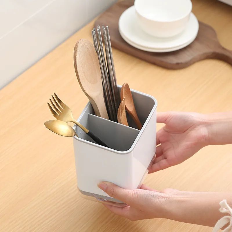 CleanStack Double Layer Cutlery Drain Rack Detachable Chopsticks Holder Spoon Organizer For Kitch 3