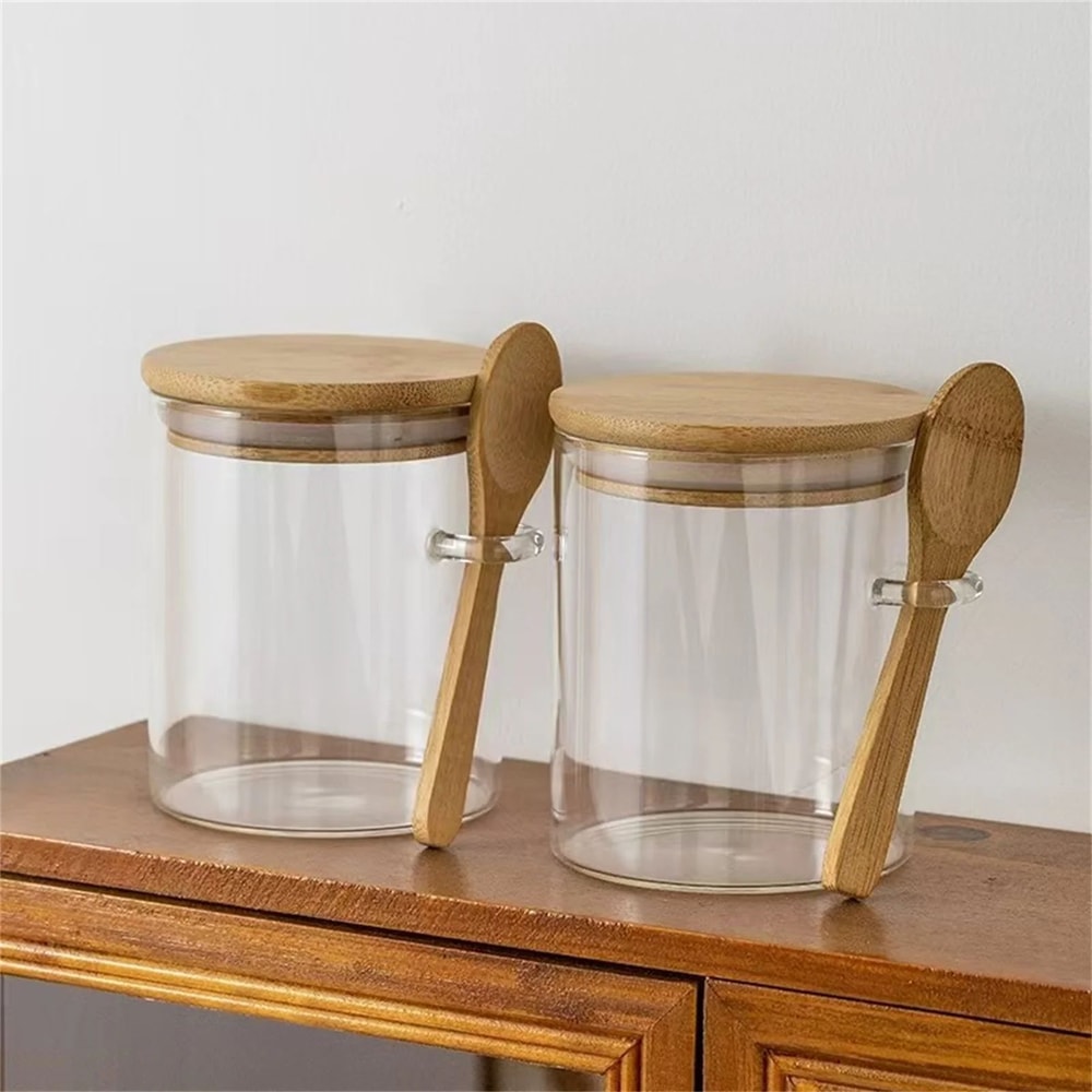 FreshSeal Borosilicate Glass Storage Jar Set Airtight Canister With Spoon For Coffee Tea Pantry O 5