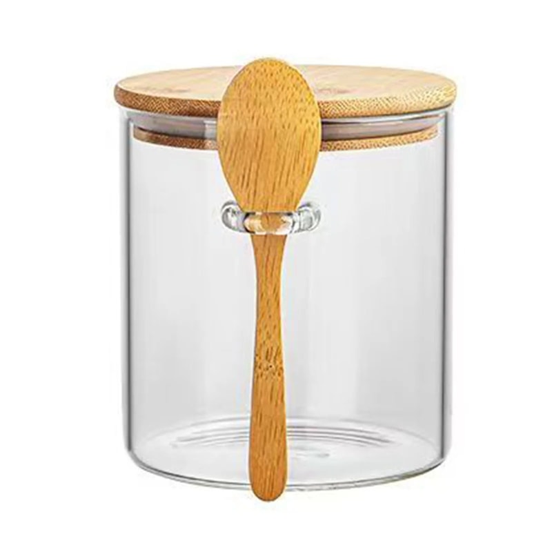 FreshSeal Borosilicate Glass Storage Jar Set Airtight Canister With Spoon For Coffee Tea Pantry O 8