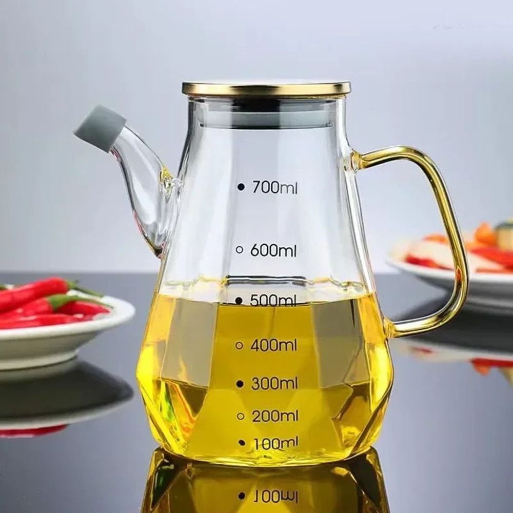 USTINLAU Diamond Glass Oil Dispenser LeakProof Measuring Bottle With Lid For Soy Sauce Vinegar Co 7