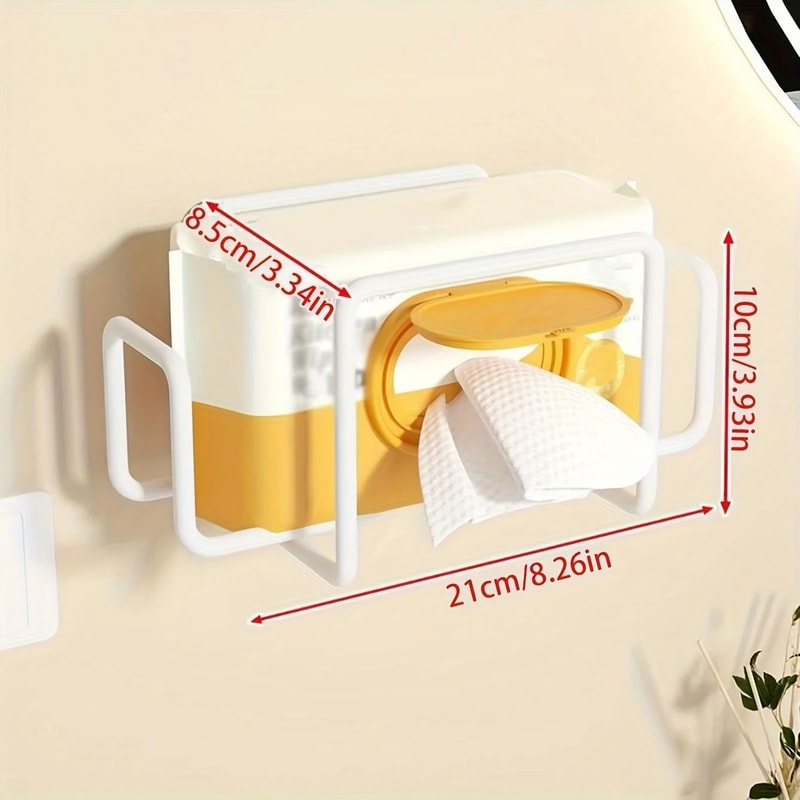 IronHold Wall Mount Paper Towel Dispenser NonDrill Adhesive Tissue Wet Wipe Storage Box Organizer 5