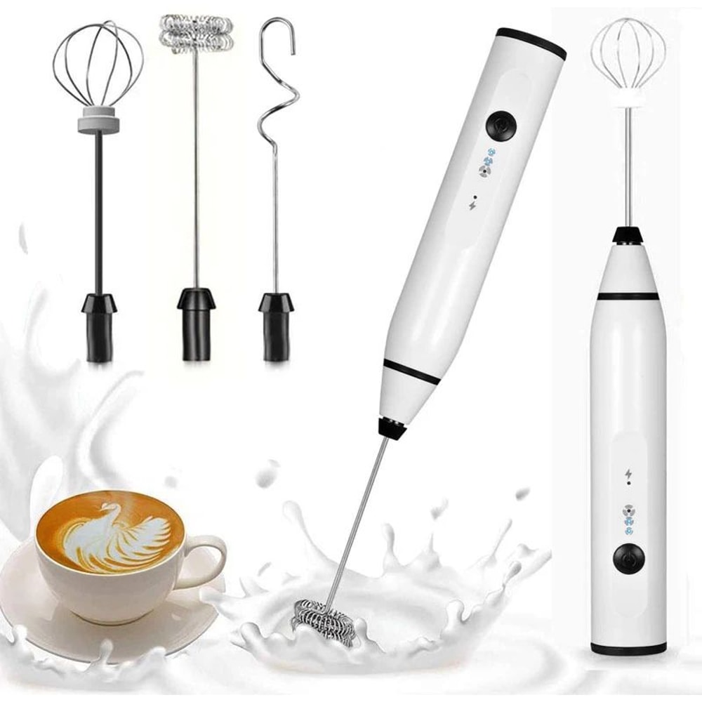 FrothPro USB Electric Milk Frother 3Speed Handheld Coffee Whisk Mixer For Latte Cappuccino Kitche 0