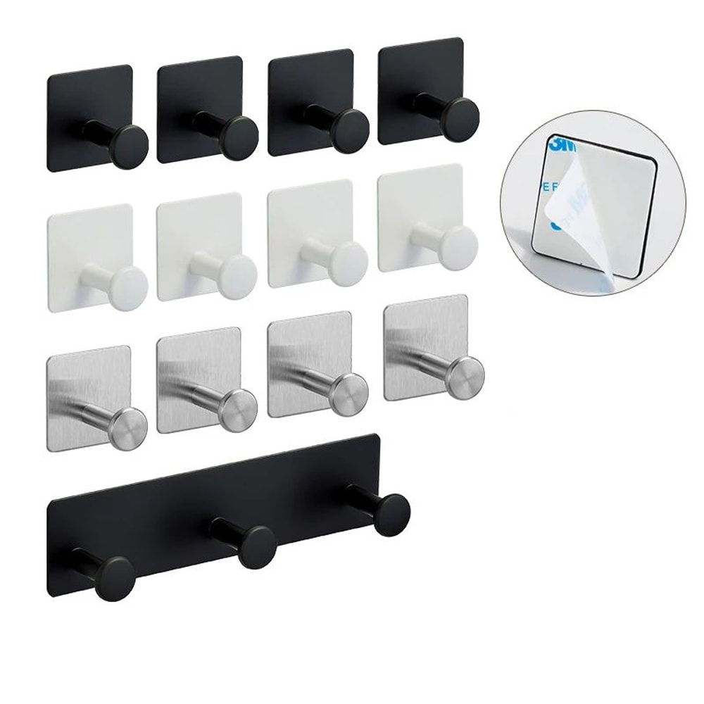 Heavy Duty Adhesive Towel Hooks Waterproof Stainless Steel Wall Hooks For Bathroom Kitchen 5