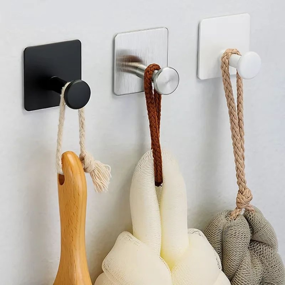 Heavy Duty Adhesive Towel Hooks Waterproof Stainless Steel Wall Hooks For Bathroom Kitchen 0