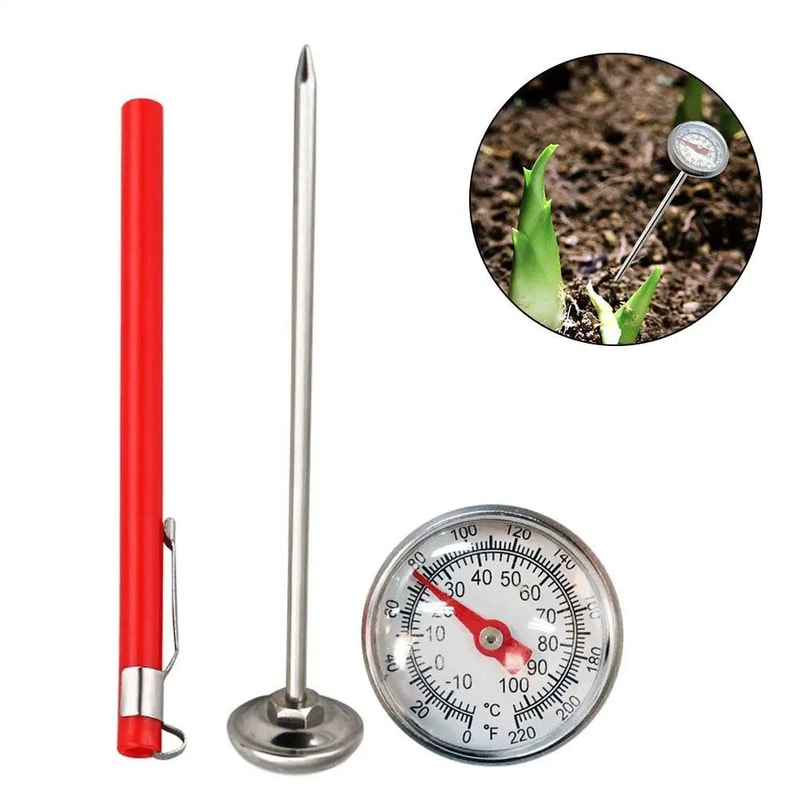 Stainless Steel Soil Temperature Thermometer High Accuracy Ground Compost Temperature Meter For G 1