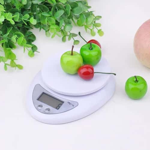 11 lb Digital Kitchen Scale with Tray – Portable LED Food Weighing Scale for Cooking & Baking