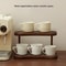 2Tier Bamboo Makeup Mug Organizer Shelf Wooden Countertop Storage Rack For Vanity Kitchen Coffee 2