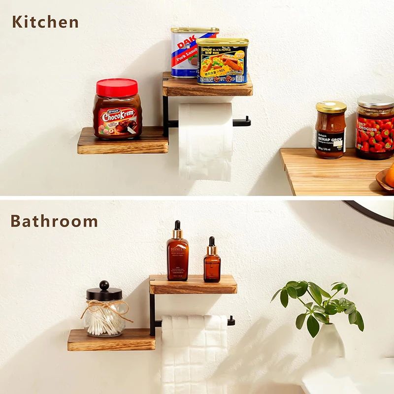 Wooden Paper Towel Holder Stand SpaceSaving Vertical Countertop Organizer For Kitchen Bathroom 1