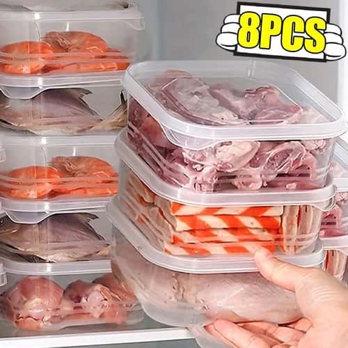 Stackable Refrigerator Storage Boxes – Food Grade Meat & Food Fresh-Keeping Containers 11.83 oz, 21.98 oz
