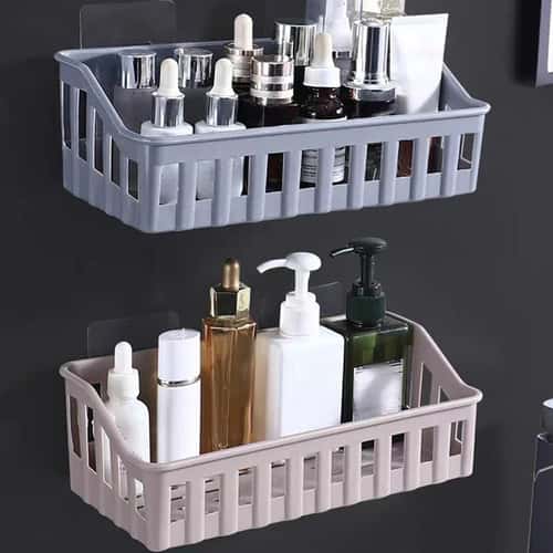 No-Drill Bathroom Shelf Organizer – Wall Mounted Shower Storage Rack for Shampoo & Toiletries