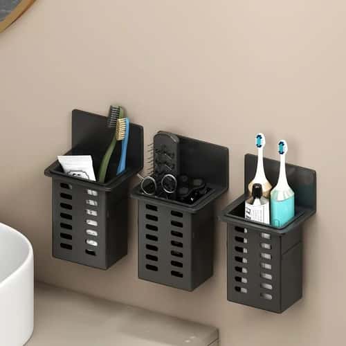 Wall-Mounted Toothbrush Holder Stand – Functional Bathroom Toothpaste & Toothbrush Storage Rack