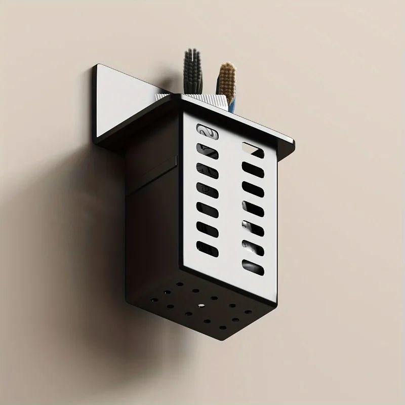 WallMounted Toothbrush Holder Stand Functional Bathroom Toothpaste Toothbrush Storage Rack 1