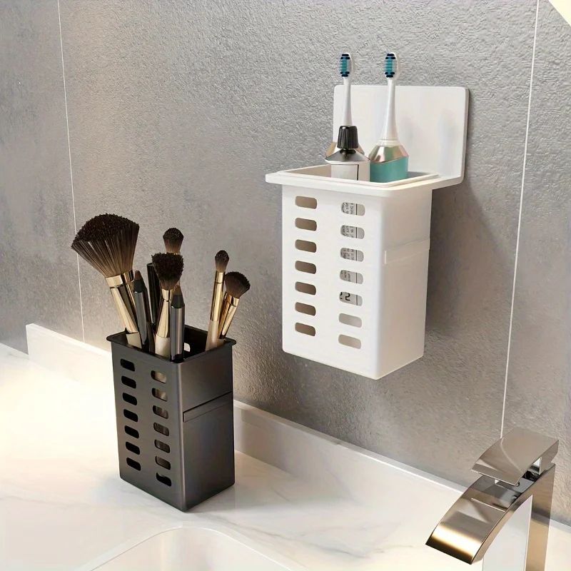 WallMounted Toothbrush Holder Stand Functional Bathroom Toothpaste Toothbrush Storage Rack 3