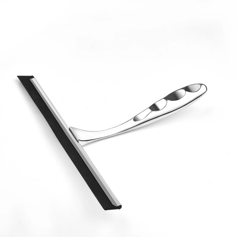 10Inch Stainless Steel Shower Squeegee StreakFree Glass Cleaner With Silicone Blade Hook 1