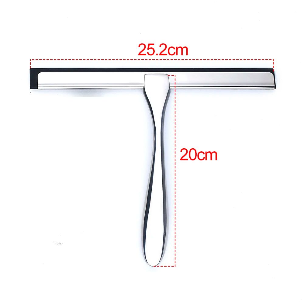 10Inch Stainless Steel Shower Squeegee StreakFree Glass Cleaner With Silicone Blade Hook 5