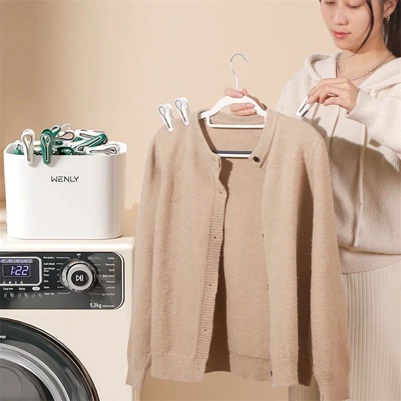 MultiFunctional Laundry Peg Organizer Basket With Durable Plastic Clips SpaceSaving Clothes Pins S 2