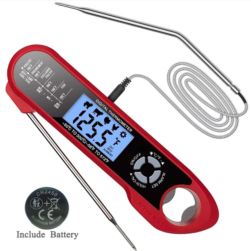 DualProbe Digital Meat Thermometer With Waterproof Design Rotating LCD Screen Smart Temperature Al 4
