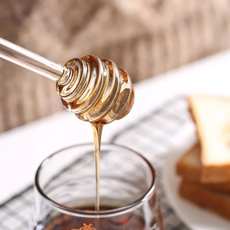 Premium Glass Honey Dipper Stirrer 6Inch HeatResistant Honey Spoon For Syrup Jar Kitchen Use 0
