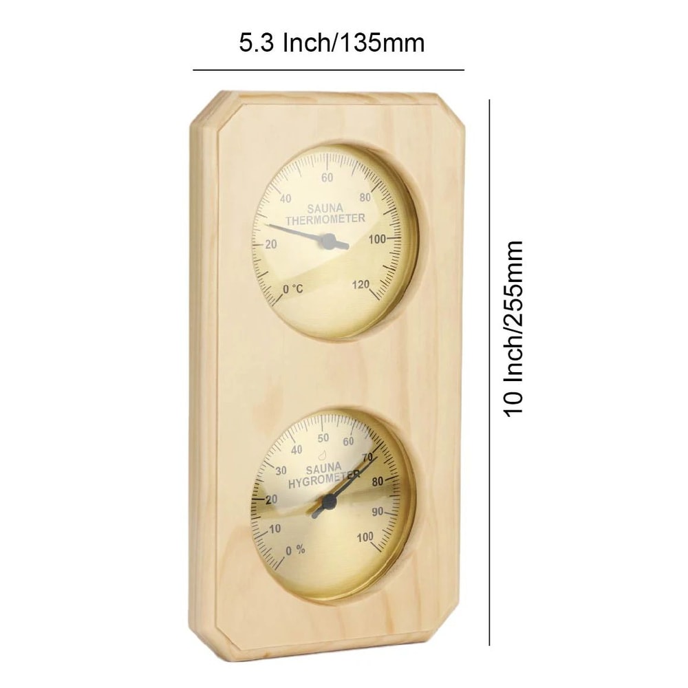 KT THERMO Wooden Sauna Thermometer Hygrometer WallMounted Mechanical Temperature Humidity Gauge 4