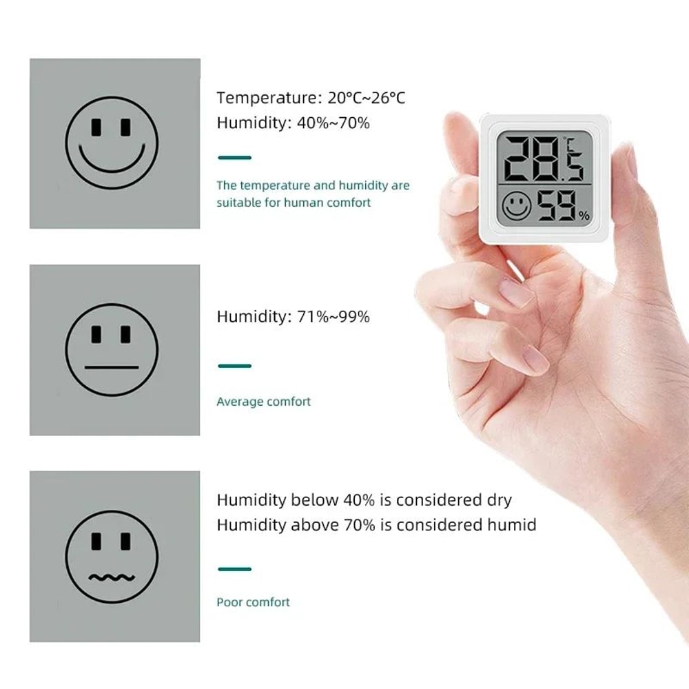 Mini LCD Digital Thermometer Hygrometer Indoor Temperature Humidity Meter With Comfort Indicator 2