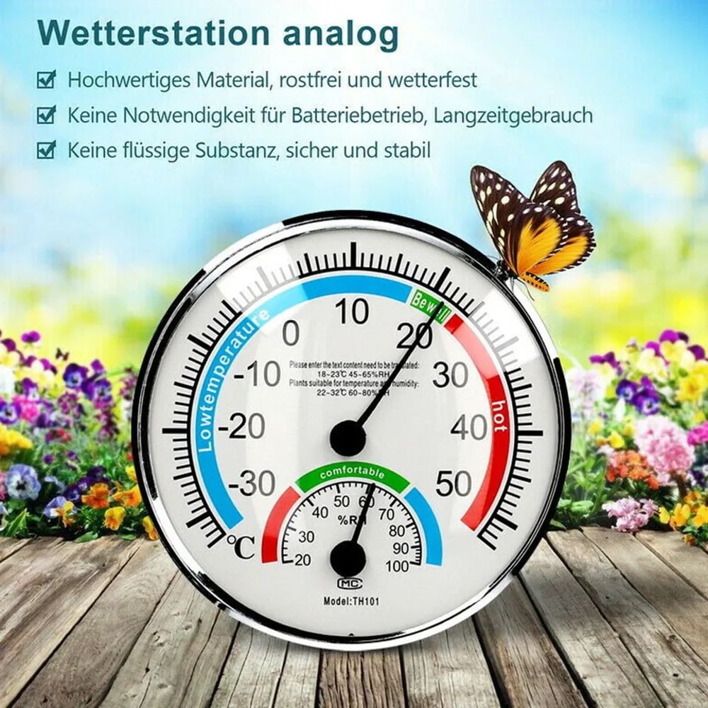 Mini Analog Thermometer Hygrometer Dial Round Indoor Temperature Humidity Gauge For Room Climate