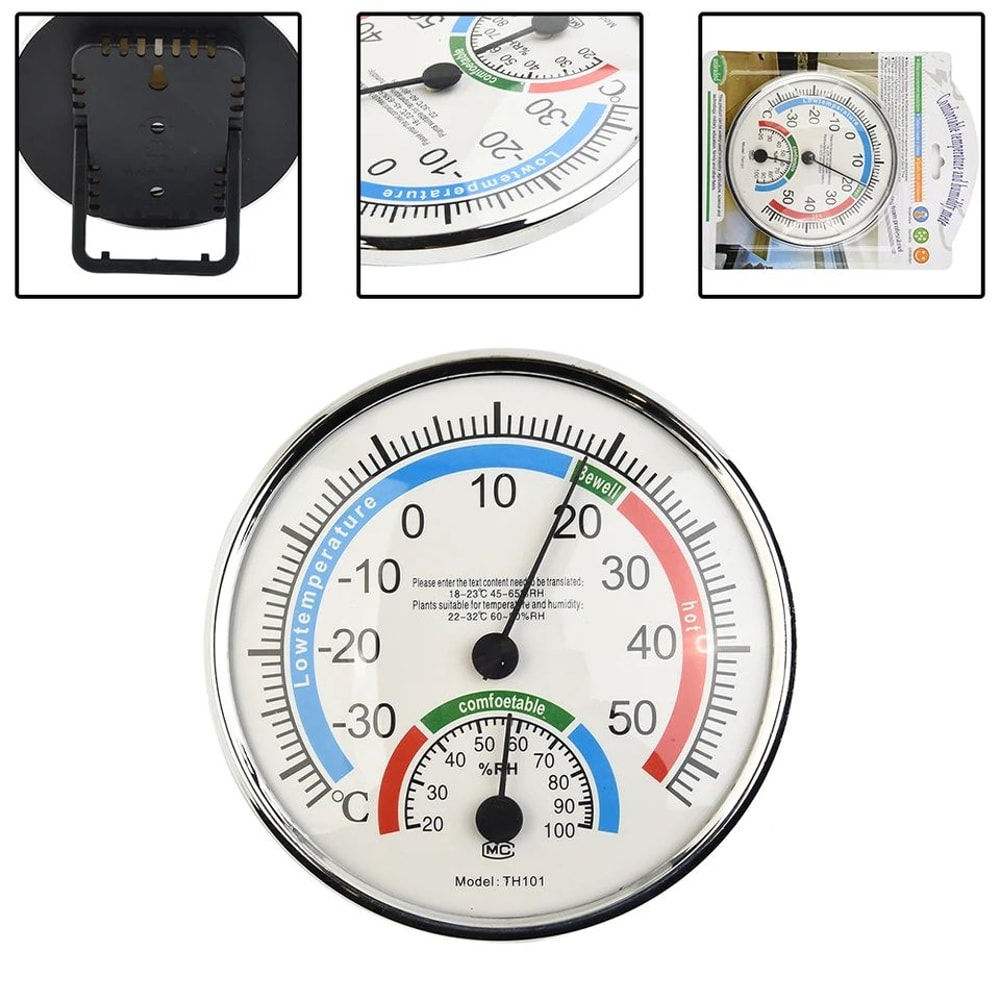 Mini Analog Thermometer Hygrometer Dial Round Indoor Temperature Humidity Gauge For Room Climate