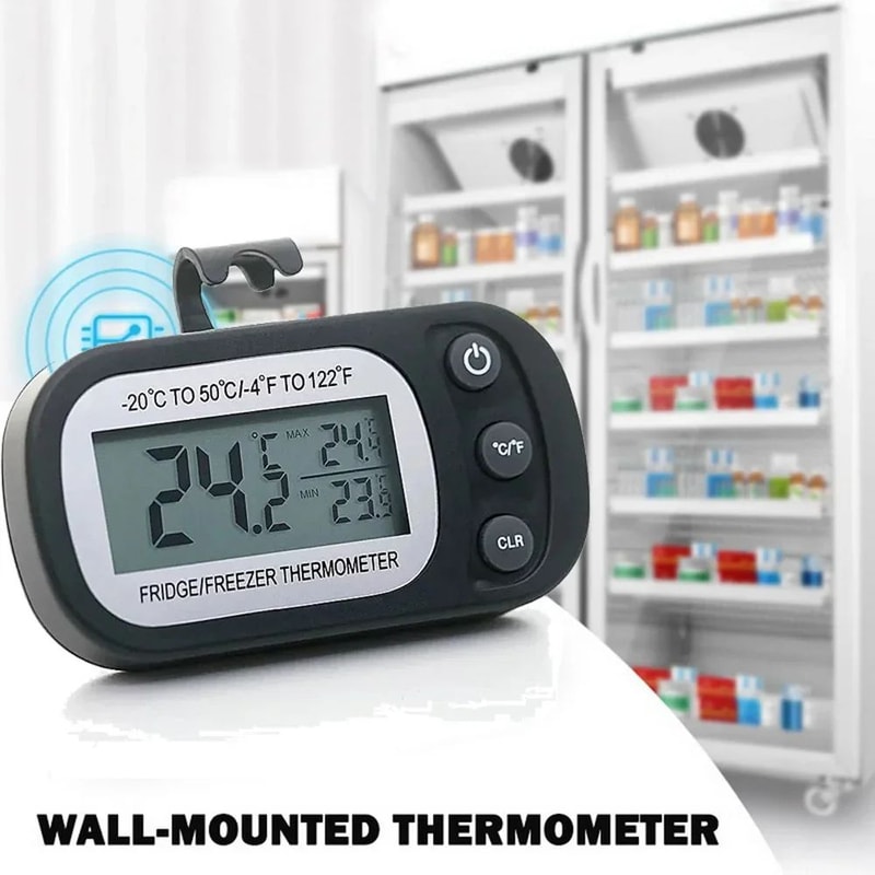 Digital Fridge Thermometer With LCD Display Freezer Refrigerator Temperature Monitor With Hook M 2