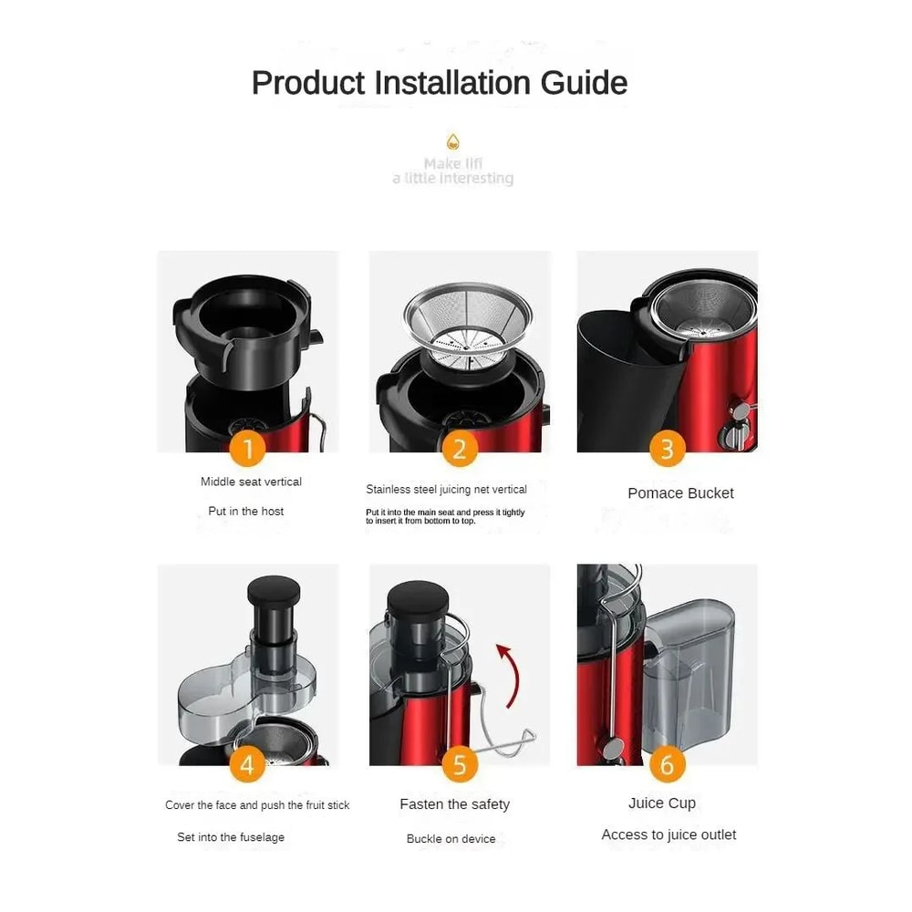 800W Stainless Steel Centrifugal Juicer HighSpeed Fruit Vegetable Juice Extractor With Wide Feed 5