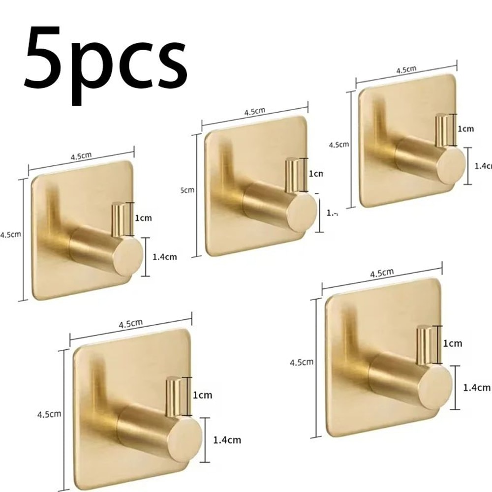 Stainless Steel SelfAdhesive Wall Hooks HeavyDuty Waterproof Towel Clothes Holder Rack NoDrill 8