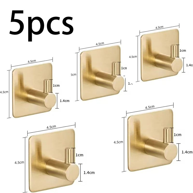 Stainless Steel SelfAdhesive Wall Hooks HeavyDuty Waterproof Towel Clothes Holder Rack NoDrill 8