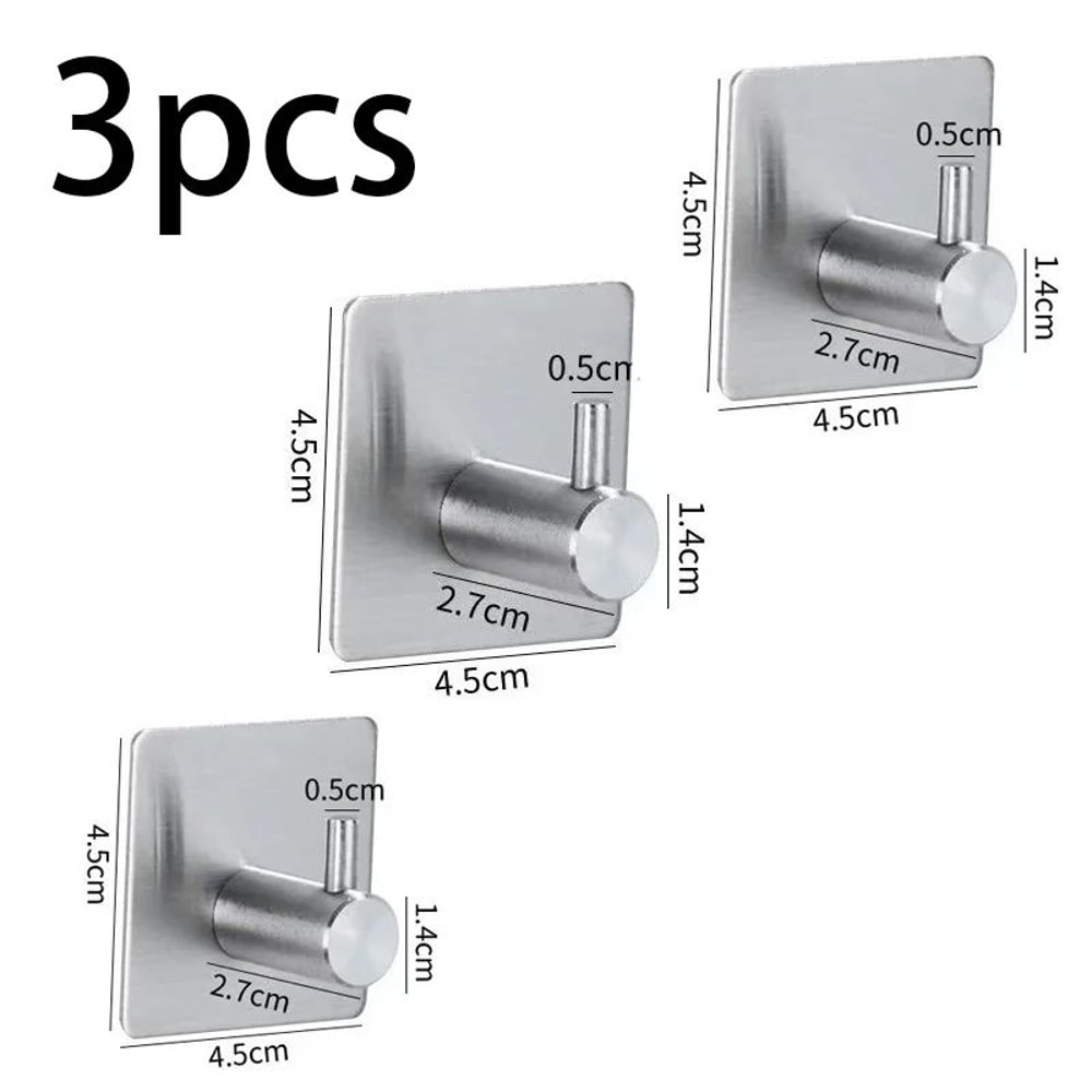 Stainless Steel SelfAdhesive Wall Hooks HeavyDuty Waterproof Towel Clothes Holder Rack NoDrill 10