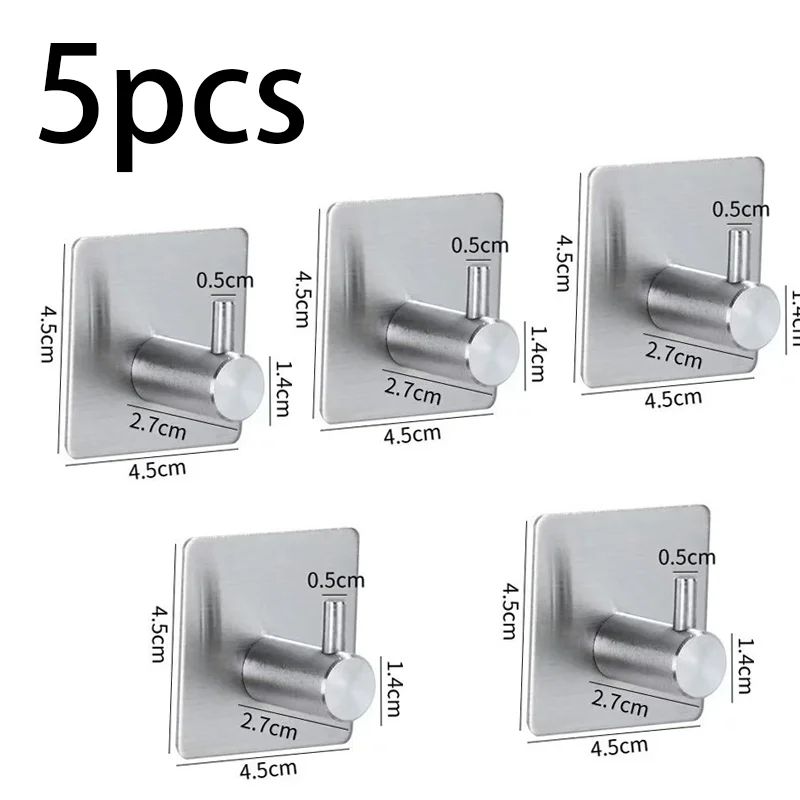 Stainless Steel SelfAdhesive Wall Hooks HeavyDuty Waterproof Towel Clothes Holder Rack NoDrill 11