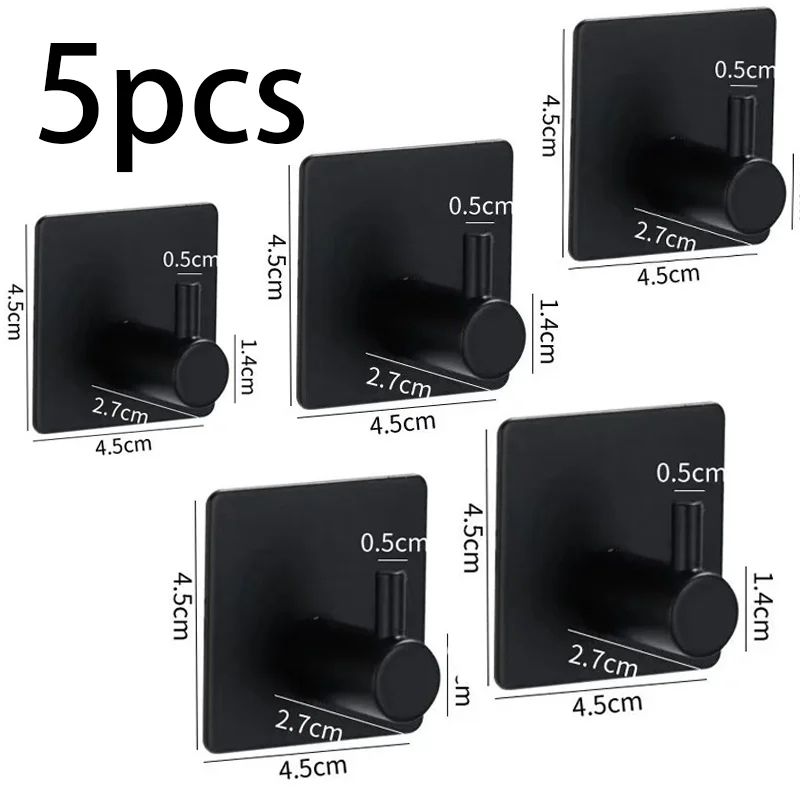 Stainless Steel SelfAdhesive Wall Hooks HeavyDuty Waterproof Towel Clothes Holder Rack NoDrill 14