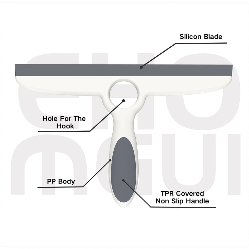 EHOMGUI Silicone Glass Squeegee StreakFree Window Mirror Shower Cleaner With Suction Hook 3