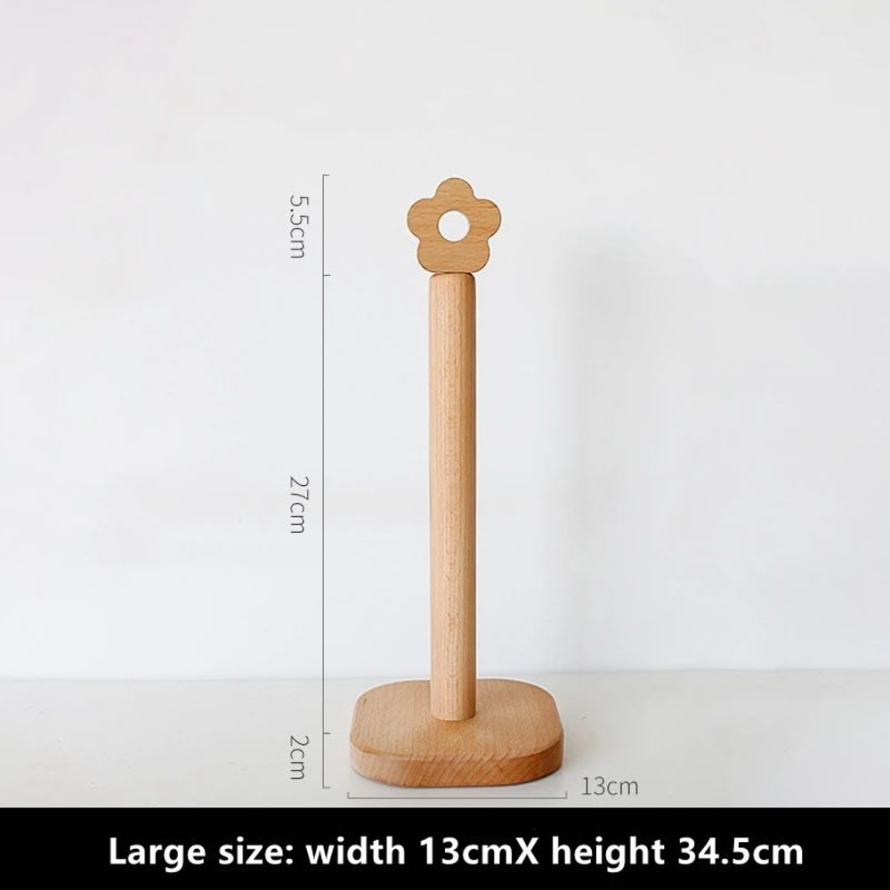 JapaneseStyle Solid Wood Paper Towel Holder Vertical Beech Wood Kitchen Roll Rag Storage Rack 7