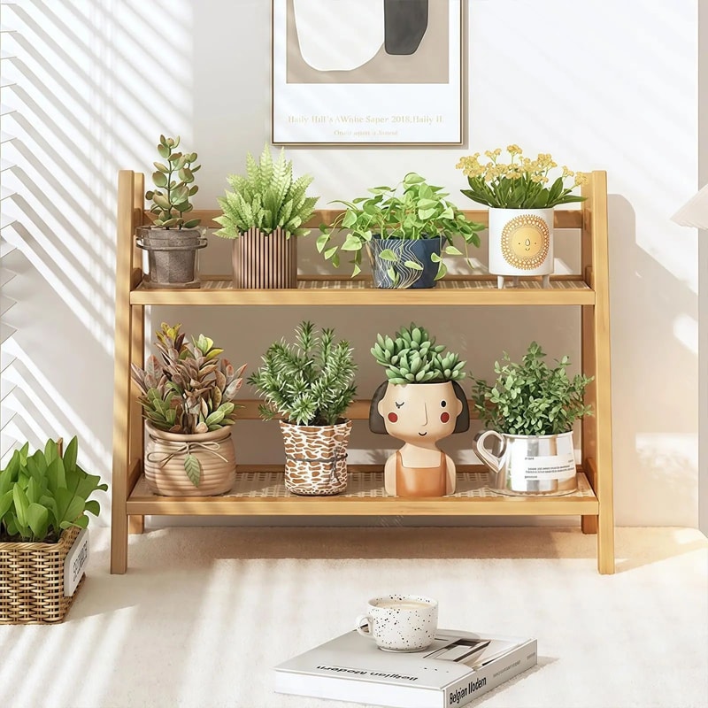 2Tier WickerStyle Coffee Station Organizer Bamboo Mug Holder Counter Shelf For Kitchen Tea Bar 3